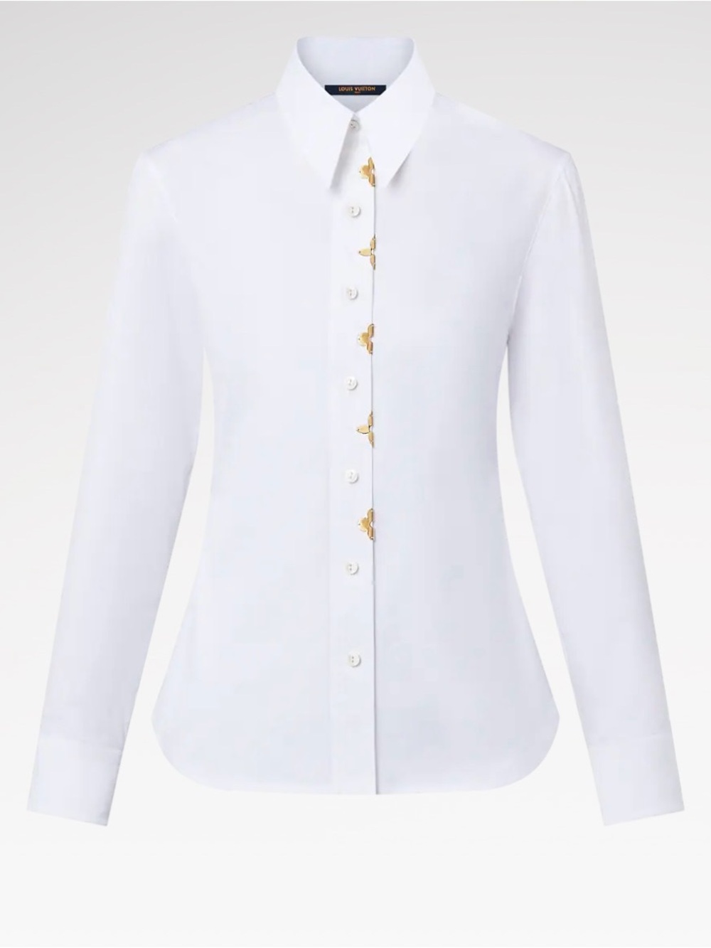 Louis Vuitton White Button-Down Shirt with Gold Accent Hardware